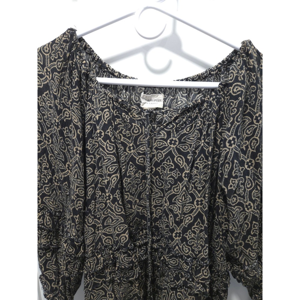 Denim & Supply Ralph Lauren Paisley Peasant Blouse Ruffle Sleeve Boho Top Small